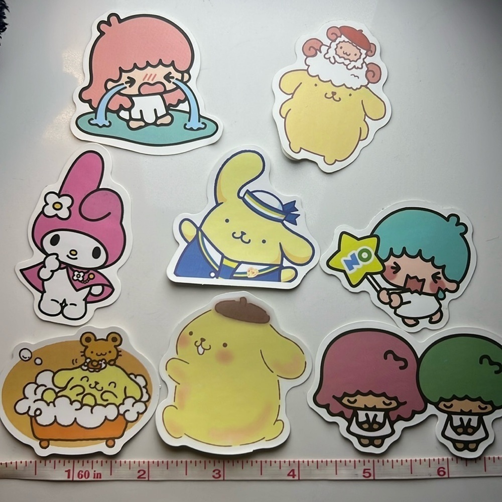 Sanrio 8-Piece Sticker Bundle Pompompurin, My Melody & Little Twin Stars Kawaii